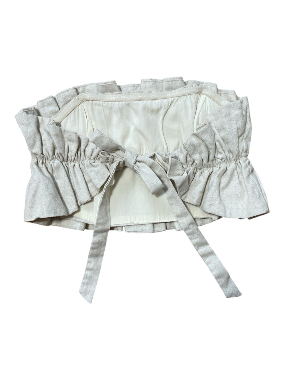 Lush Beige Ruffled Crop Top - Picture 4 of 4